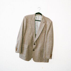 Vintage 80s Wool Tweed Blazer w/ Leather-Wrapped Buttons – Women’s M/L